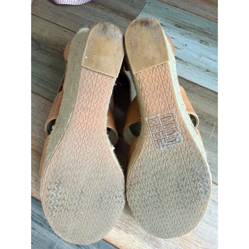 Michael Kors Damita Leather Espadrille Wedge Sandals Classic 9 М